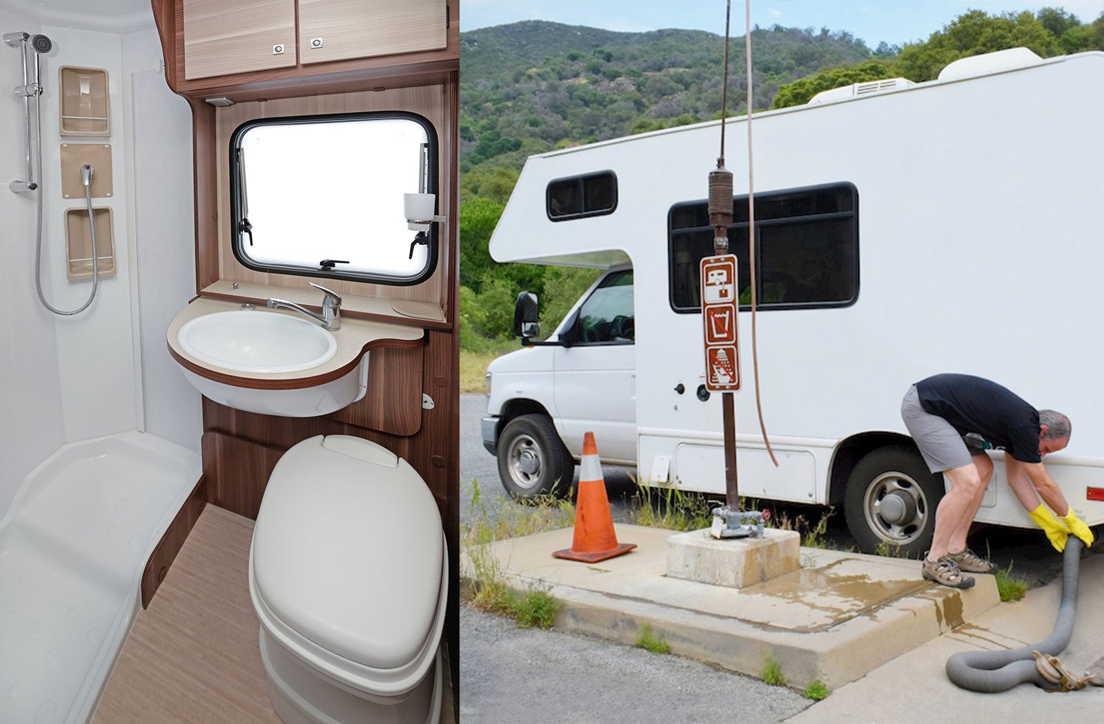 Portable RV/camper toilet and holding tank setup in Waukegan, Illinois